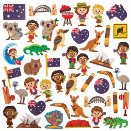 Baker Ross FN027 Australia Foam Stickers - Pack of 150, Australian Stickers for Kids Crafts and Cards