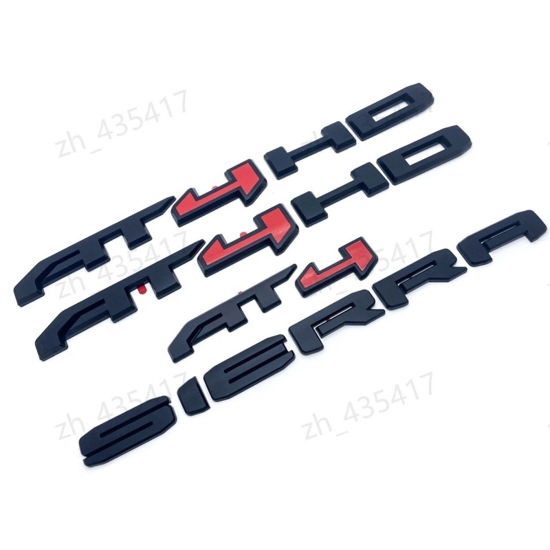 GMC Matte Black RED AT4 HD Emblems Sierra Letters Kit