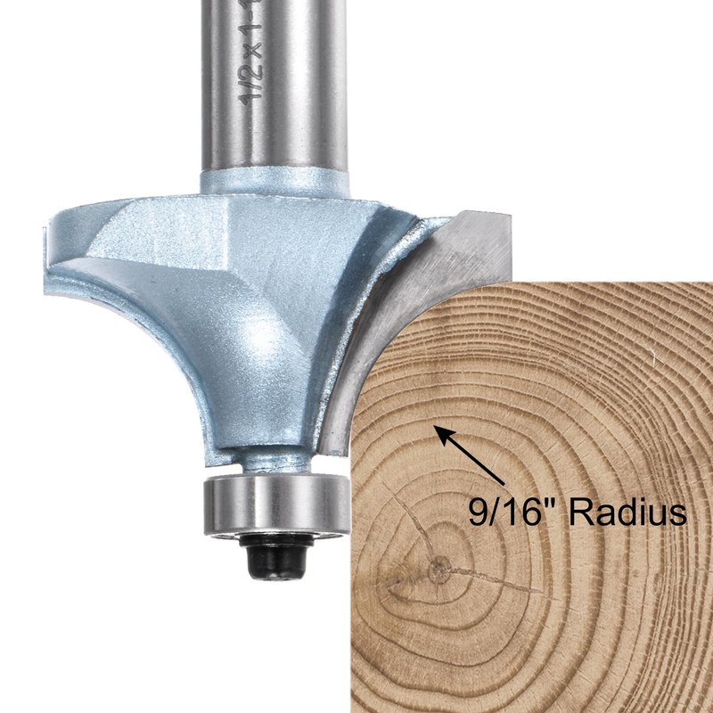 sourcing map Roundover Router Bit Set 1/2 Shank 5/32" 7/16"