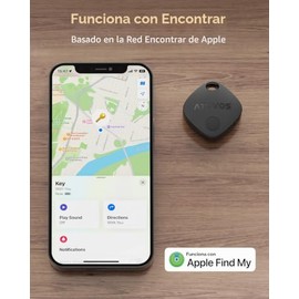 ATUVOS Air Tag Smart Tracker 4 Pack Negro, Buscador de Objetos Bluetooth Funciona con Buscar Apple (Sólo iOS, Android no Compatible), Localizador para