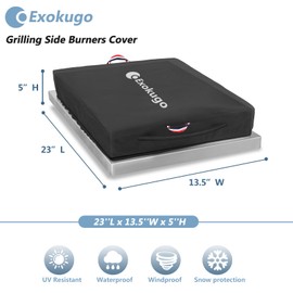 Covers for Bull Outdoor Products 60008 Stainless Steel Single Side Burner,Heavy-Duty Waterproof Burner Cover with Plush Lining, 23''L x 13.5''W x 5''H, Black