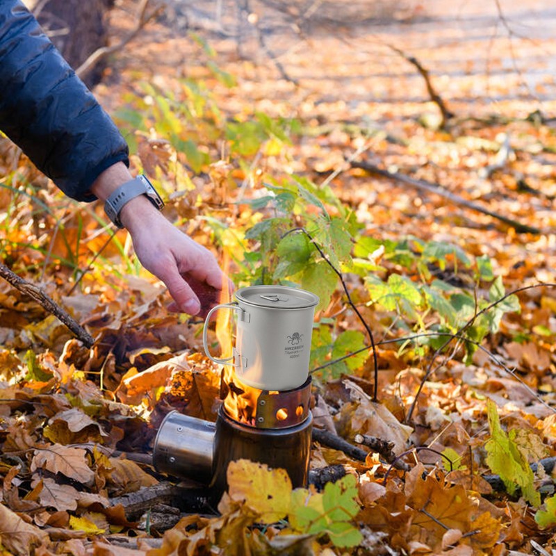 450ml Titanium Cup with Foldable Handles Lightweight Water Cup for