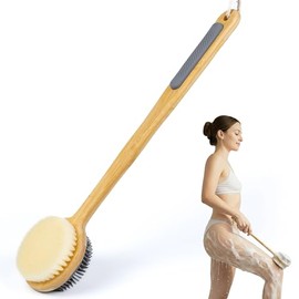 Depurador Trasero Doble Cara Ducha Cepillo Mango Largo Lavado Corporal Fregar Cerdas Rígidas Silicona Gris