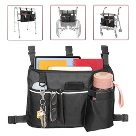 TONINT Large Walker Bag with Water Cup Holder,Walker Basket,Walker Accessories,Walker Bags For Folding Walker,Walker Bags For Seniors,Bag For Walker,Foldable Walker Storage Bag,Side Walker Bag