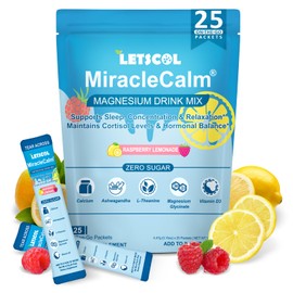 MiracleCalm Drink Mix Powder, Calm Magnesium Calcium Supplement, Cortisol Drink Powdered for Sleep, Relaxed & Focus with Easily Absorbed L-Theanine, Vitamin D3, Ashwagandha, Sugar Free
