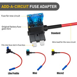 FXC 16 Pack 12V Car Add-a-Circuit Fuse Tap Standard Mini Micro2 Low Profile Taps 4 Types ATO ATC ATM APM Holder for Car Truck Boat