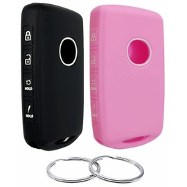 REPROTECTING Silicone Rubber Key Fob Cover Compatible with 2019-2025 Mazda 3 6 CX-30 CX-5 CX-9 CX-50 WAZSKE11D01 662F-SKE11D010 (Black Pink)