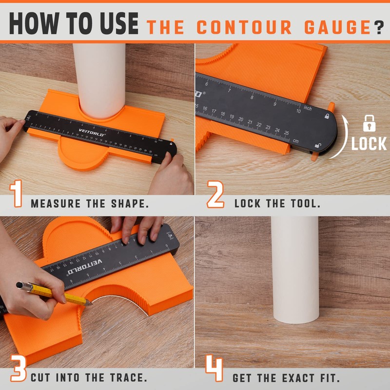 VEITORLD Contour Gauge Profile Tool (10 Inch), Shape Duplicator with