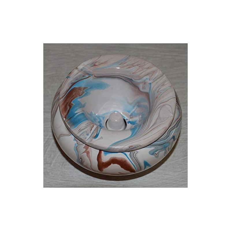 Small Tunisian Marble Ashtray in Blue, Brown and White