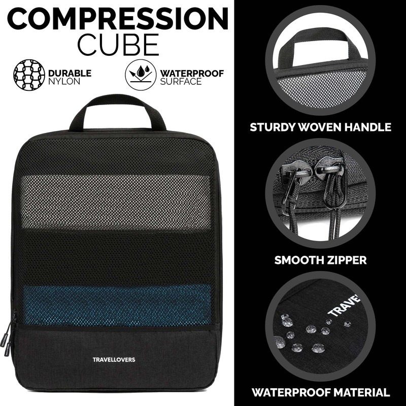 TravelLovers Compression Packing Cubes – 6 Pack Packing Cubes for