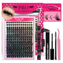 PRO LASHBEAUTY Kit de pestaas postizas PROLASHBEAUTY Spiky Lash Clusters Manga, 100D, gruesas, individuales, con pas, para unir y sellar pestaas,...  