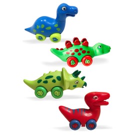 3 Bees and Me Dinosaur Car Toys for Toddlers | Dinosaurs with Wheels 4-in-1 Pack, Fun Party Toy, Play Set for Kids | Birthday Gift for Boys and Girls