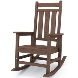 KINGYES Outdoor Patio Rocking Chair, Brown