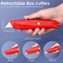 12 Pcs Box Cutters Retractable Heavy Duty, Aluminum Alloy Utility Knife Set with 3 Color Options - Professional Box Cutter Knives for Warehouse Office Home DIY Projects