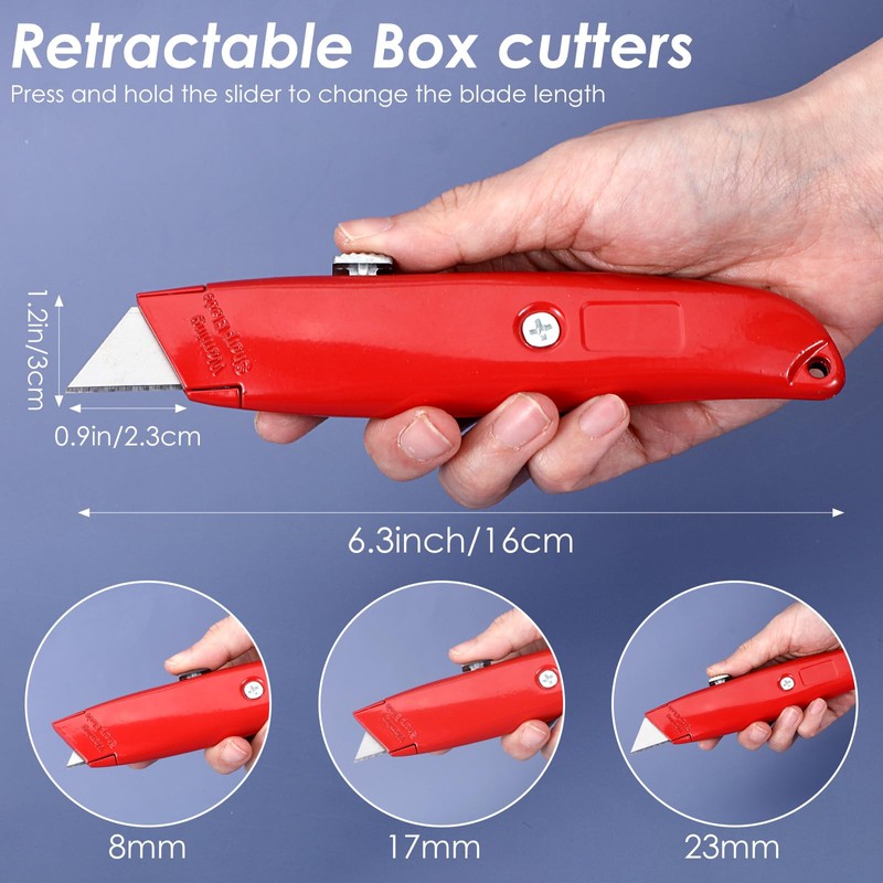 12 Pcs Box Cutters Retractable Heavy Duty, Aluminum Alloy Utility