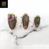 Gold Leaf Aurora Nail Tips - Short Almond / 금박오로라
