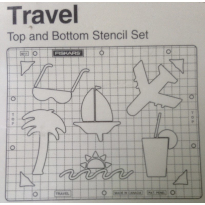 Fiskars ShapeBoss Embossing Stencil Set -Travel - 4013- NEW