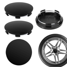 4PCS Wheel Center Hub Caps Universal Rims Hub Caps Alloy Wheel Black 60mm Wheel Hub Caps Stable ABS Car Tuning Accessorie Replacement Compatible With Various Models Centre Caps for VW or Other Vehicle