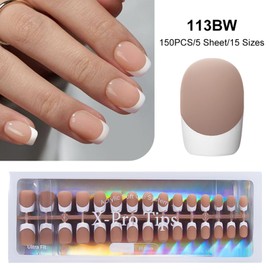 MEET ACROSS French Tip Press On Nails Brown Series, Short Square X-Pro Tips Starter Kit