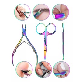Noved Kit De Manicura Para Uñas Alicate+empujador+tijeras