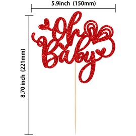 Ephlyn - Decoración para tartas para el día de San Valentín, diseño de corazón con purpurina, decoración para tartas de San Valentín, cumpleaños, baby shower, color rojo