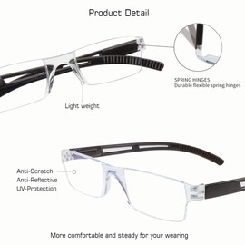 VisionGlobal 5 Pairs Reading Glasses, Blue Light Blocking Glasses, Computer Reading Glasses for Women and Men, Fashion Square Eyewear Frame (Brown,+3.00 Magnification)