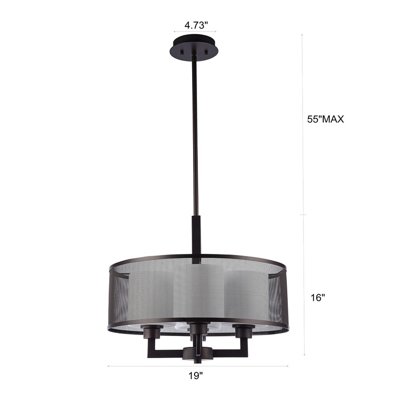 Chloe Lighting Martha Transitional 4 Light Rubbed Bronze Ceiling Pendant