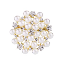Fashion Elegant Pearl Crystal Snowflake Brooch Pin for Women Girls Wedding Soiree Party Jewelry-gold