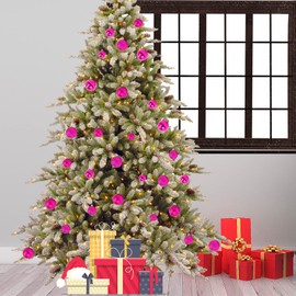 Emopeak 24Pcs Christmas Balls Ornaments for Xmas Christmas Tree - Shatterproof Christmas Tree Decorations Hanging Ball for Holiday Wedding Party Decoration (Rose Red, 1.2"-3.1CM)