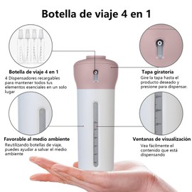 OYEWRK Dispensador de Viaje 4 en 1, contenedor de Viaje portátil, a Prueba de Fugas, para Productos de baño, cosméticos, Juego de contenedores de Viaje portátil Recargable