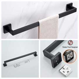 10-Pieces Bathroom Hardware Set Matte Black Bathroom Accessories Set SUS304 Towel Bar Set Includes 2 Towel Bar-24 Inch+2 Towel Ring+2 Toilet Paper Holder+4 Towel Hook… (Matte Black, 24 Inch)