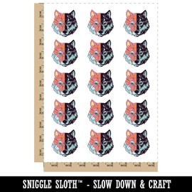 Realistic Geometric Wolf Head Temporary Tattoo Water Resistant Fake Body Art Set Collection - 15 2" Tattoos (1 Sheet)
