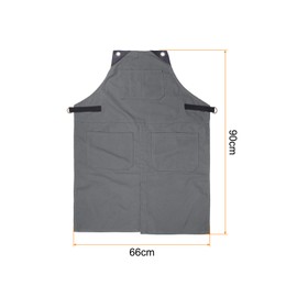 sourcing map No-Tie Twill Apron 90x66cm Split-Leg Leather Reinforcement Adjustable Chef Apron with 6 Pockets for Men and Women, Grey