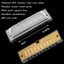 Harmonica Armonica Mouth Organ Blues Harmonica Key of C 10 Hole 20 Tone Polyphony Diatonic Harp with Case for Blues Folk Jazz Pop for Music Student Teacher Teaching Beginner Gift