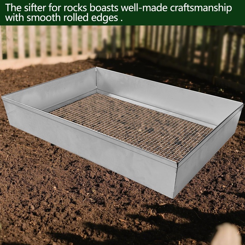 Large Steel Soil Sifter(17.5 x 12.5 inches),Dirt Sifter,Rock Sifter,Compost Sifter