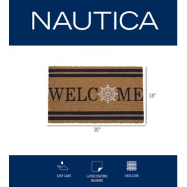 Nautica Heavy Duty Coir Doormat | Outdoor Home Décor | 18’x30’ | Absorbent, Fade Resistant & Pet Friendly, 18x30, Natural Welcome