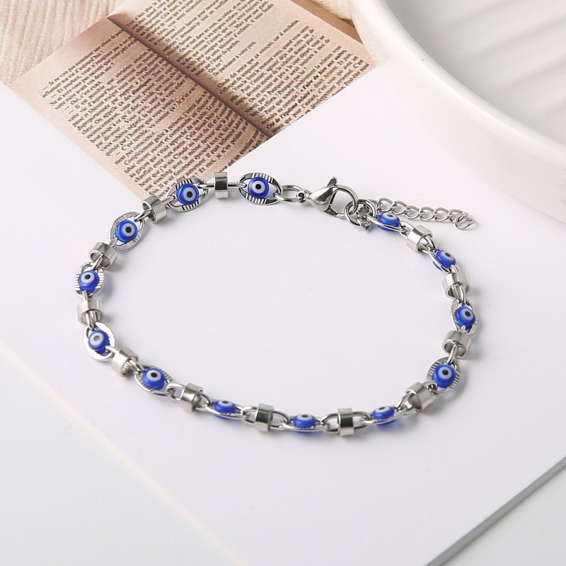 STWTR Ladies' Evil Eye Bracelet - Stainless Steel Blue Red