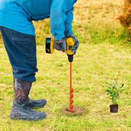 1.6 X 32 inch Auger Drill Bit for Post Hole Digger Garden Hole Drill for Planting Fit for 3/8 Inch Hex Drive Drill Auger for Drill Bulb Planter Tool for Fence Post, Beach Umbrella Holes