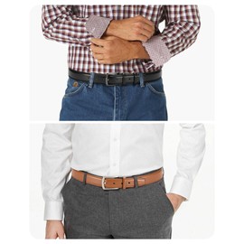 CHAOREN Mens Belts Leather 2 Pack - 1 1/4" Dress Belts for Men Golf Casual Jeans