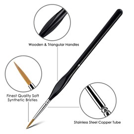 ERKOON Juego de 10 Pinceles de Pintura, Pinceles acrílicos Profesionales en Miniatura para Detalles Finos y Pintura artística, para Artista, óleo, Acuarela, Modelo, Pintura Facial, manicura