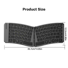 JOMAA Ergonomic Folding Bluetooth Keyboard,Portable Keyboard for Business Travel, for Windows/iOS/Android/Mac, Rechargeable Wireless Keyboards for PC, Tablet, Phone