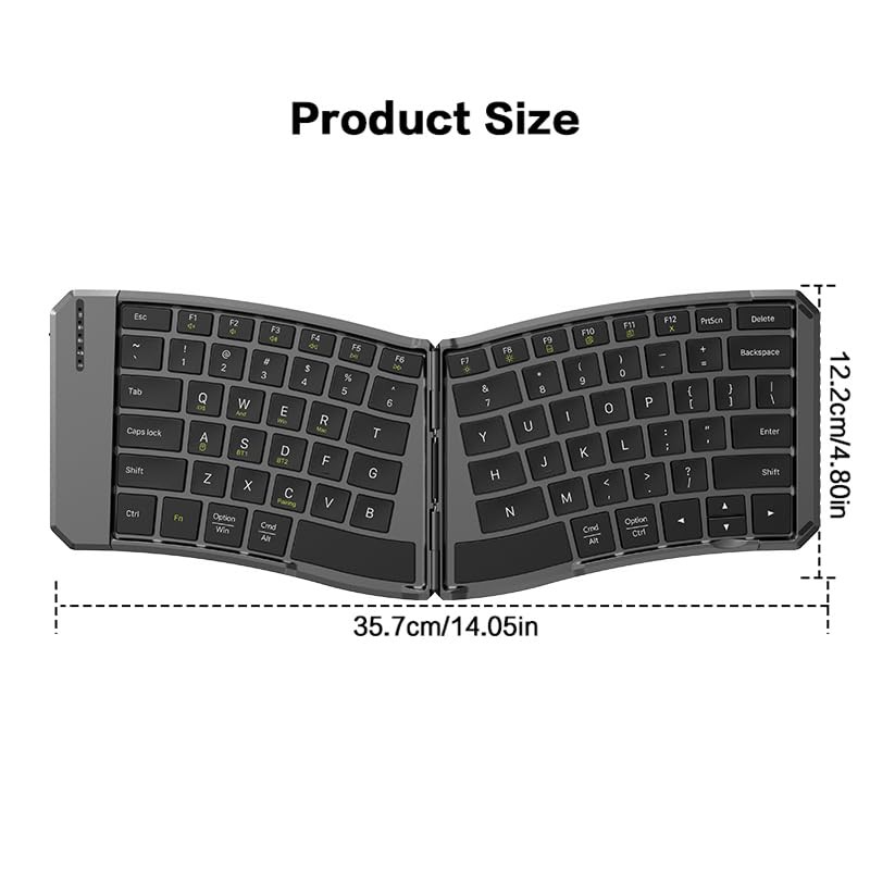 JOMAA Ergonomic Folding Bluetooth Keyboard,Portable Keyboard for Business Travel, for