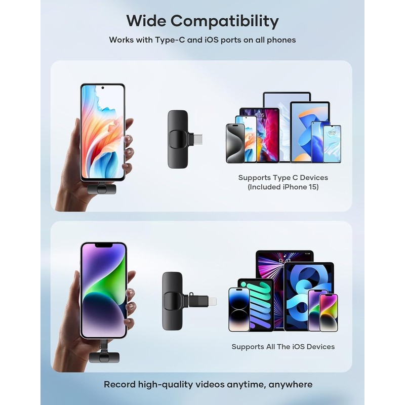 KUKIHO 2 Pack Wireless Lavalier Microphone,Mic Noise Reduction for Video