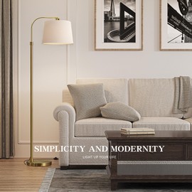 Oneach 62" Arc Floor Lamp for Living Rooms, Gold Tall Standing Lamps with Remote and Stepless Dimmable Bulb, Modern Reading Light for Bedrooms Corner Nursery Kid Office (Bulb Included)