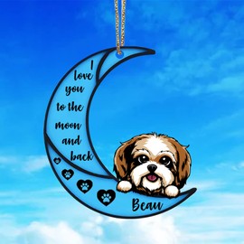 Shih Tzu 3 Blue Moon Dog Memorial Ornament - Loss of Dog Sympathy Gift for Dog Lovers, Pet Loss Remembrance Ornament in Memory Dog Christmas Ornament Memorial