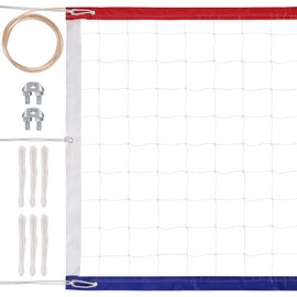 Professional Volleyball Net Outdoor with Extended Aircraft Wire Rope, Heavy Duty Volleyball Net for Backyard, 2024 Upgraded 32x3FT Portable Volleyball Net for Pool Beach Grass(Net Only)