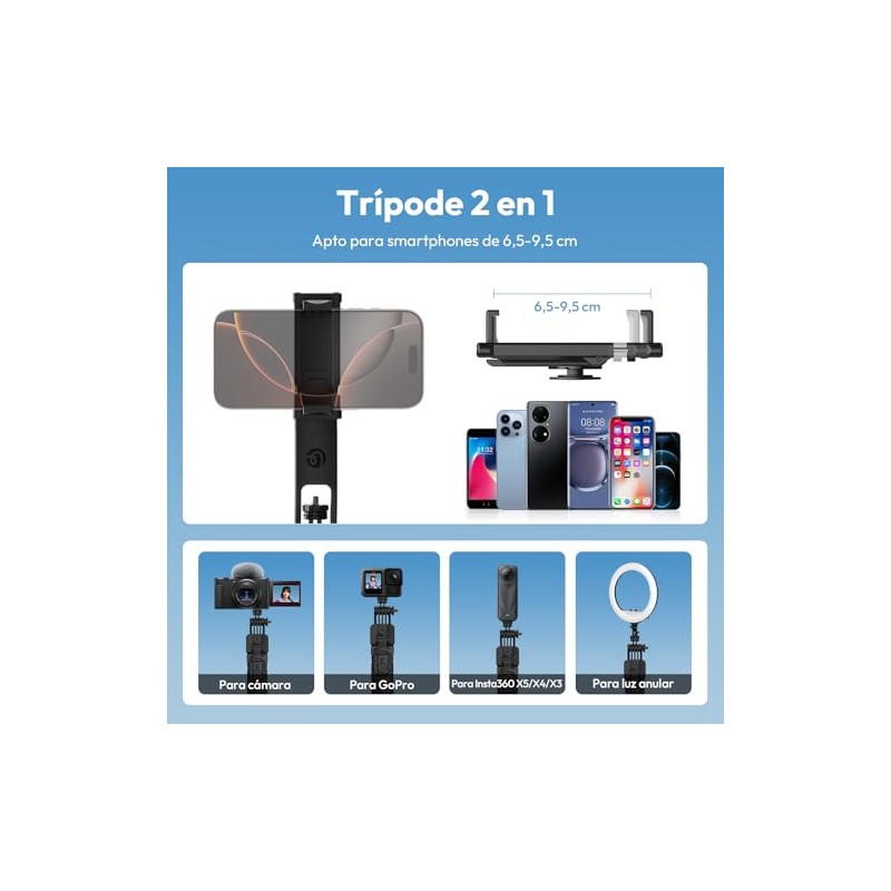 ULANZI TT23 Trípode de 64" con Seguimiento Facial automático,Palo Selfie