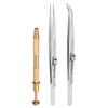 HARFINGTON 3pcs Diamond Tweezer Holder Pick Up Tool Set Stainless