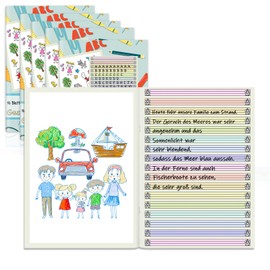 jiawaggag Pack of 5 Story Books 2nd Class DIN A4 2G Writing Book Ruling 2 Colours Lined for Writing and Painting 16 Sheets 80 g/m²