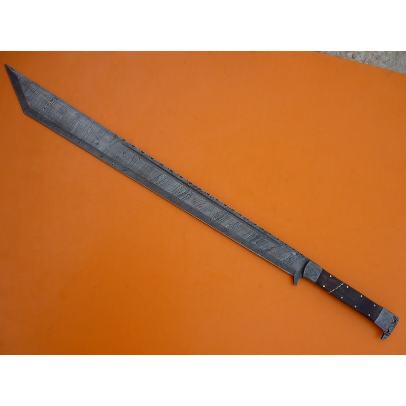 Custom Hand Forged Damascus Steel Tanto Sword Viking Blood Grooved